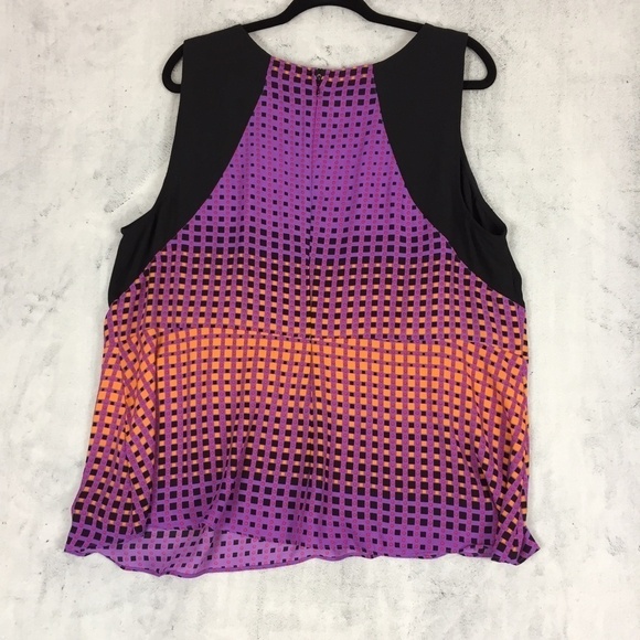 Lane Bryant Sleeveless Printed Shirt Sz 22 Zipper Back Tank Top Flowy Polyester - Picture 2 of 11